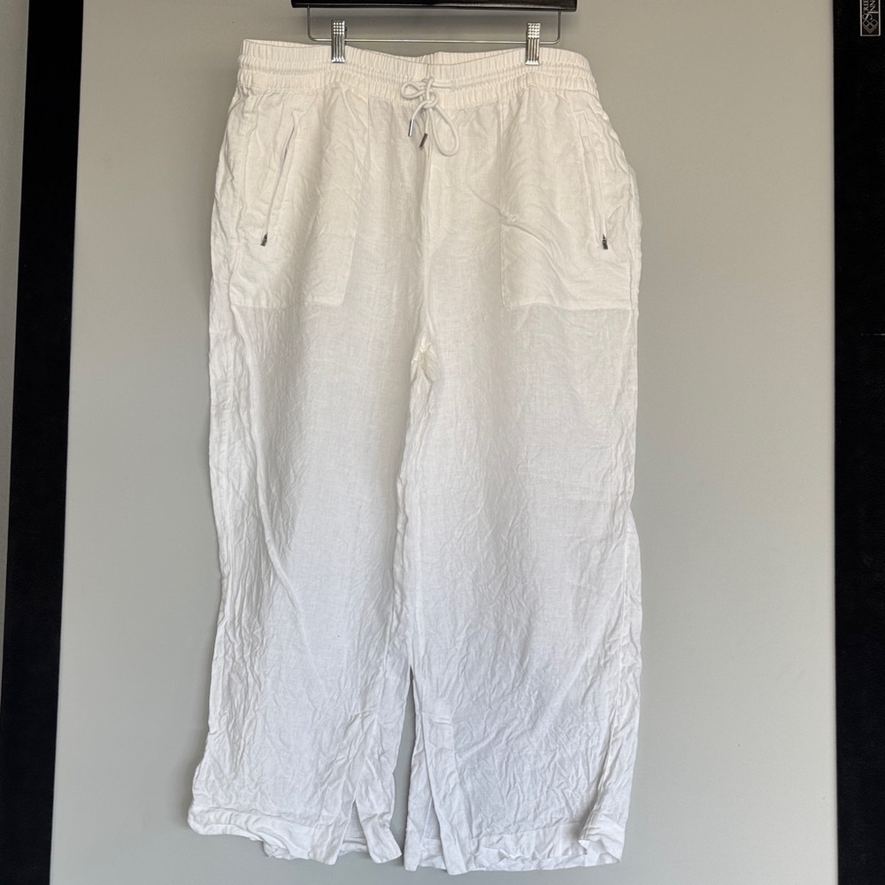 Athleta women’s 100% linen size 18 White Joggers